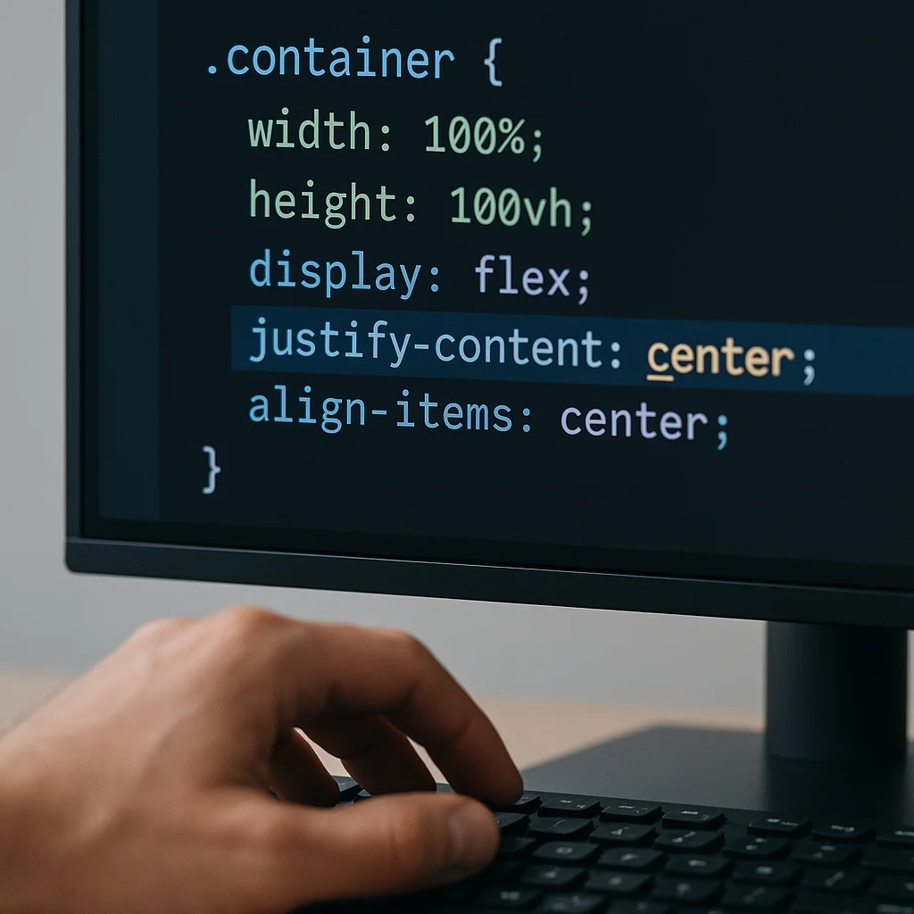 Nahaufnahme einer Hand, die im Code-Editor eine einzelne CSS-Zeile direkt ändert