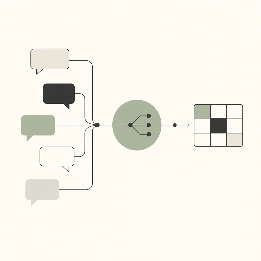 n8n-Workflow, der Chatverläufe einsammelt, Ablehnungen klassifiziert und in eine Tabelle schreibt