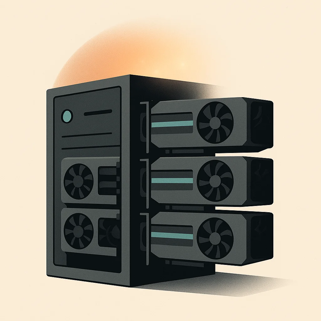 Serverschrank mit mehreren Grafikkarten für lokale KI-Workloads