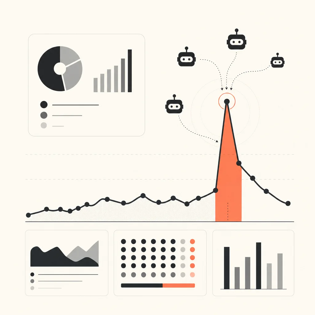 Monitoring-Dashboard mit Zugriffsspitzen durch automatisierte Clients