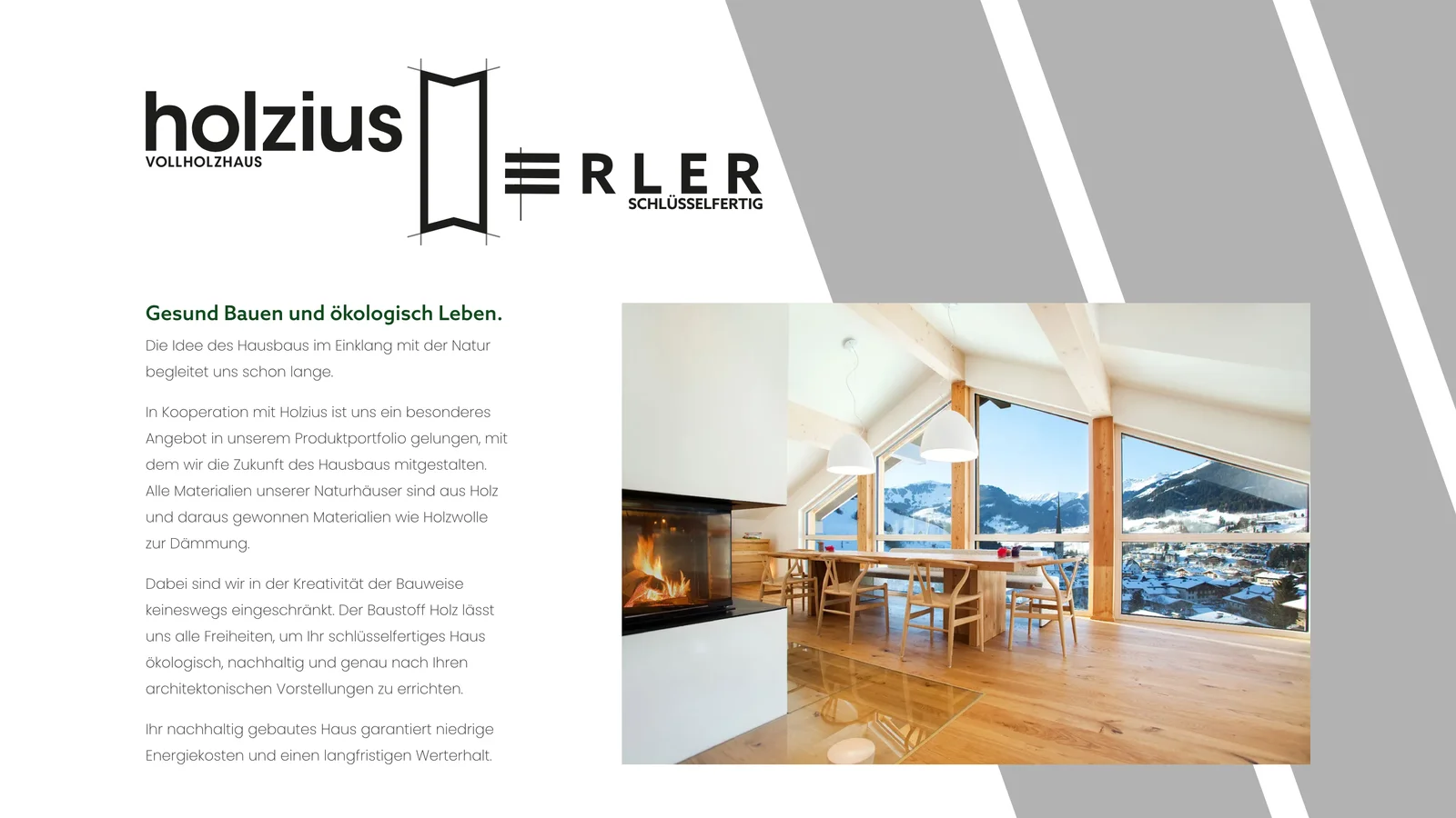 Erler Haus – Landingpage-Ausschnitt „Holzius Erler“
