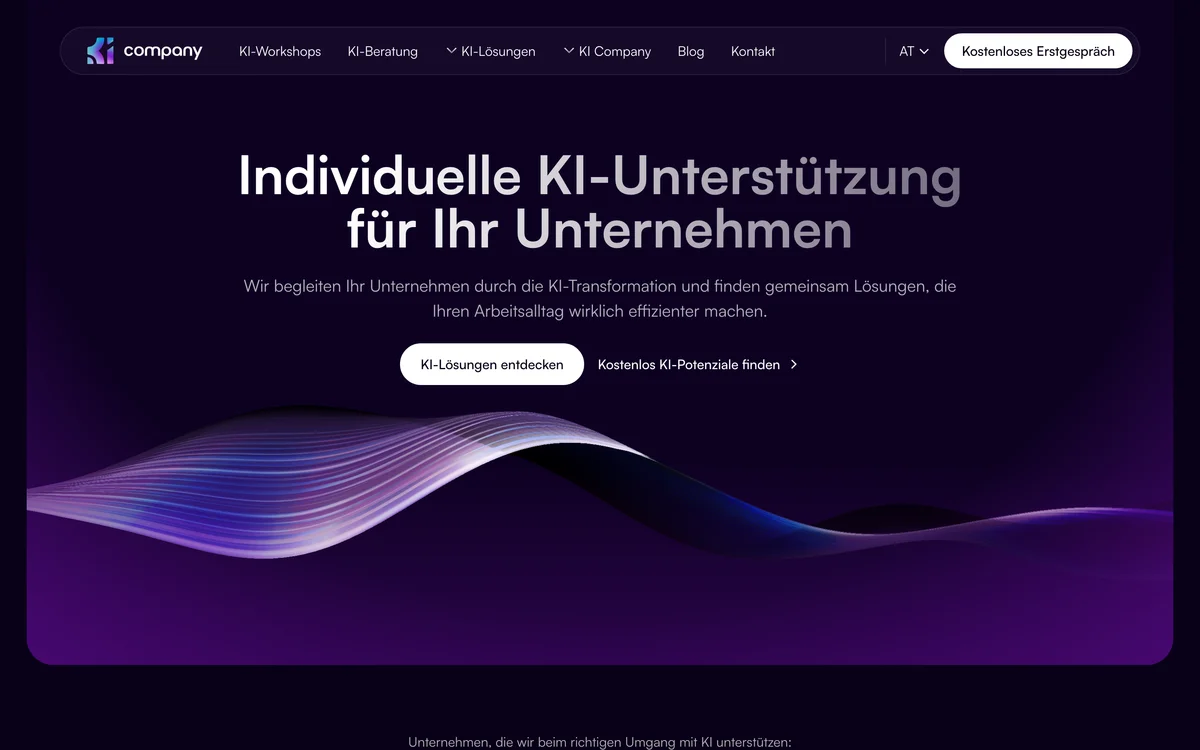 KI Company – Startseite der Website