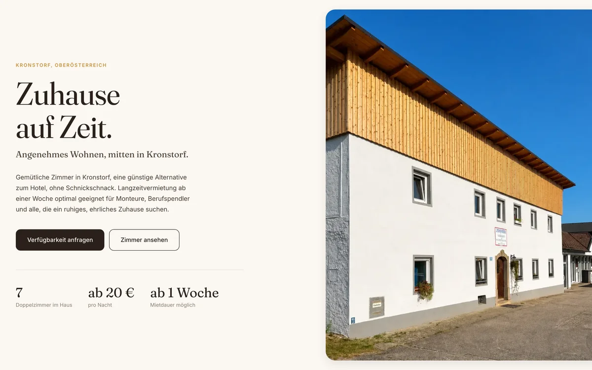 Zimmer Kronstorf – Website für eine Zimmervermietung